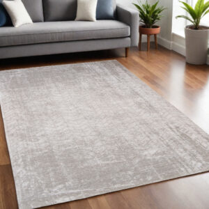 5' X 7' Gray and White Chevron Non Skid Area Rug