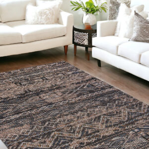 9' X 13' Gray and Beige Oriental Non Skid Area Rug