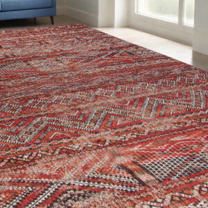 5' X 7' Red and Gray Oriental Non Skid Area Rug