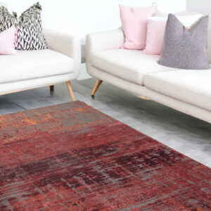 8' X 11' Red and Gray Abstract Non Skid Area Rug