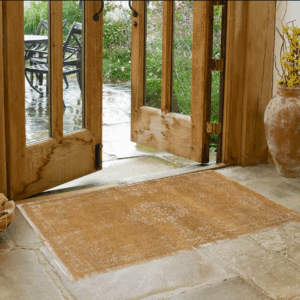 3' X 5' Orange and White Medallion Non Skid Area Rug