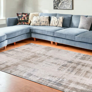 6' X 8' Gray and Beige Abstract Non Skid Area Rug