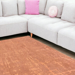 9' X 13' Orange Abstract Non Skid Area Rug