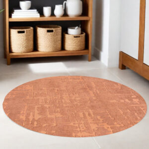 8' Orange Round Abstract Non Skid Area Rug