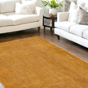 7' X 9' Yellow Abstract Non Skid Area Rug
