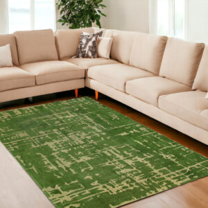 6' X 8' Green Abstract Non Skid Area Rug