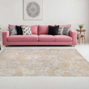 9' X 13' Beige and White Abstract Non Skid Area Rug