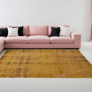 8' X 11' Yellow and Brown Abstract Non Skid Area Rug