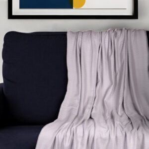 50" X 60" Gray Woven Cotton Herringbone Throw Blanket with Fringe