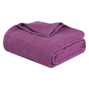 Queen Purple Cotton Woven Geometric Blanket