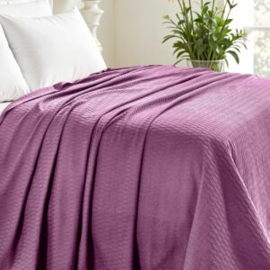 King Purple Cotton Woven Geometric Blanket