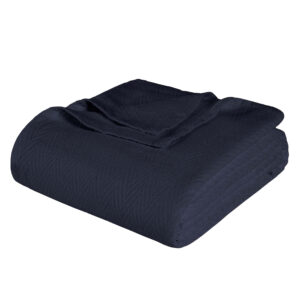 50" X 60" Navy Blue Cotton Woven Chevron Throw Blanket