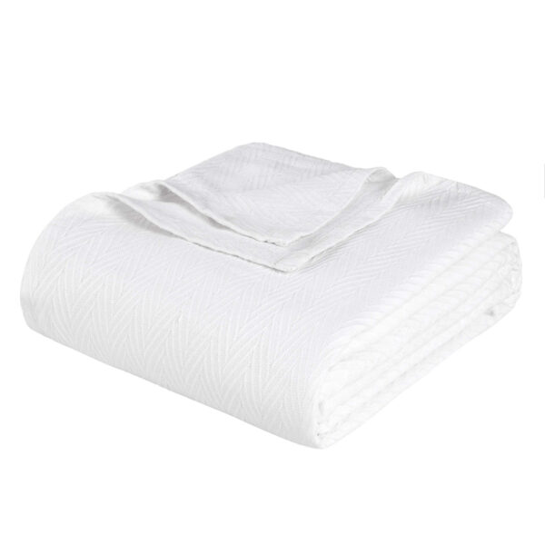 50" X 60" White Cotton Woven Chevron Throw Blanket