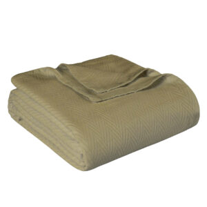 Twin Sage Cotton Woven Chevron Blanket