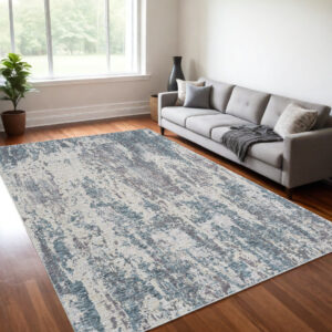 5' X 8' Gray and Ivory Abstract Area Rug
