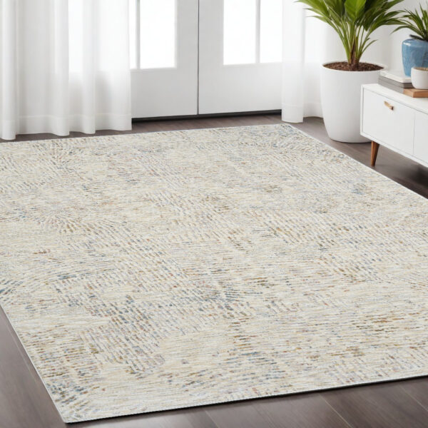 5' X 8' Ivory and Gray Abstract Area Rug