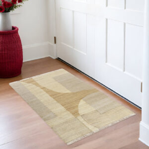 2' X 3' Ivory Abstract Hand Woven Area Rug