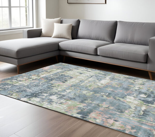 6' X 9' Gray and Yellow Abstract Hand Loomed Area Rug