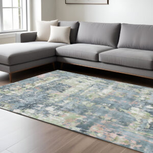 9' X 12' Gray and Yellow Abstract Hand Loomed Area Rug