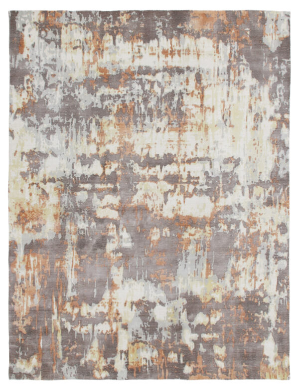 9' X 12' Brown and Tan Abstract Wool Blend Hand Loomed Area Rug - Image 3
