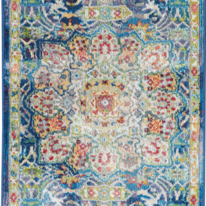 2' X 4' Ivory and Yellow Floral Medallion Distressed Non Skid Area Rug