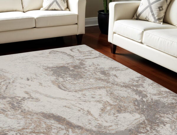 8' X 10' Ivory and Gray Abstract Non Skid Area Rug
