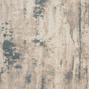 5' X 7' Teal and Ivory Abstract Non Skid Area Rug