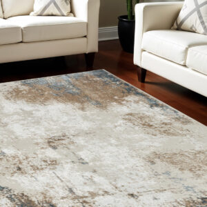 8' X 10' Taupe and Ivory Abstract Distressed Non Skid Area Rug