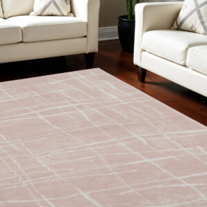 6' X 9' Pink and Ivory Abstract Distressed Non Skid Area Rug