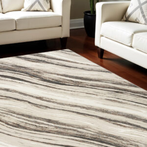 6' X 9' Beige and Gray Abstract Non Skid Area Rug