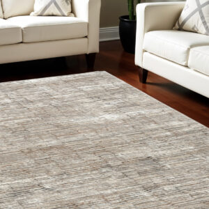 6' X 9' Brown and Ivory Abstract Non Skid Area Rug