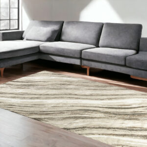 8' X 10' Beige and Gray Abstract Non Skid Area Rug