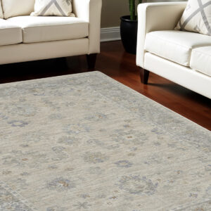 8' X 10' Ivory and Gray Floral Power Loom Area Rug