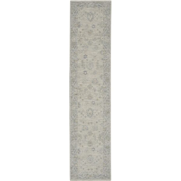 10' Gray Floral Runner Rug