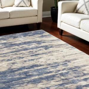8' X 10' Light Blue Gray and Beige Abstract Shag Area Rug