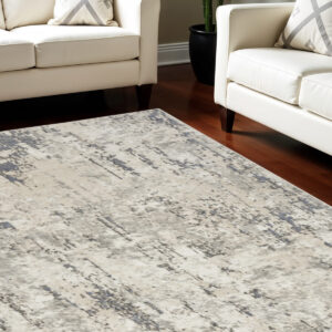 9' X 12' Cream Abstract Power Loom Area Rug