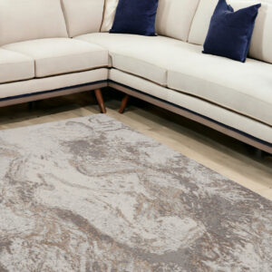 9' X 12' Ivory and Gray Abstract Non Skid Area Rug