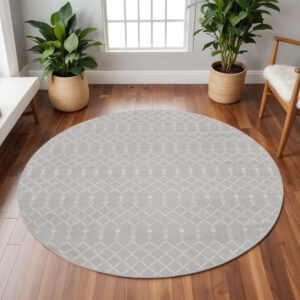 8' X 12' Gray and Ivory Moroccan Distressed Non Skid Area Rug