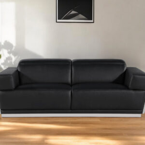 89" Black And Silver Leather Sofa