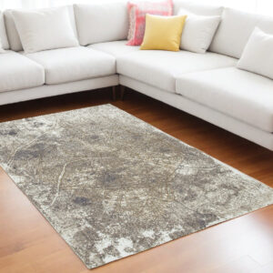 9' X 13' Gray and White Abstract Non Skid Area Rug