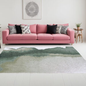 8' X 11' Gray and Green Abstract Non Skid Area Rug