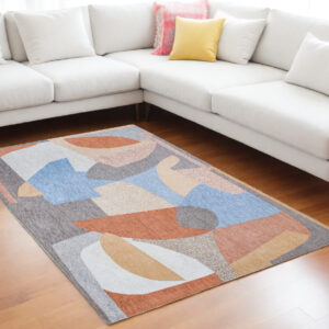 6' X 8' Blue and Gray Abstract Non Skid Area Rug