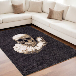 5' X 7' Black and White Funky Skull Non Skid Area Rug