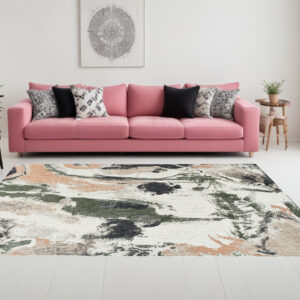 6' X 8' Gray and Orange Abstract Non Skid Area Rug