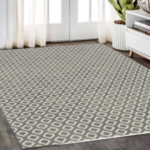 5' X 8' Beige and Gray Geometric Area Rug