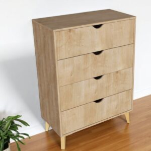 30" Natural Wood Four Drawer Dresser