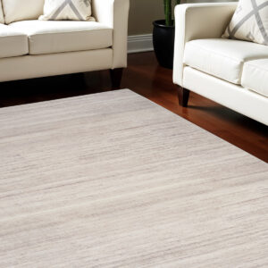 9' X 12' Ivory and Light Brown Abstract Washable Area Rug