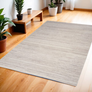 4' X 6' Ivory and Light Brown Abstract Washable Area Rug