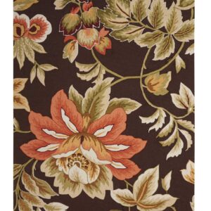 5' X 8' Brown and Orange Botanical Leaves Hand Carved Handmade Area Rug