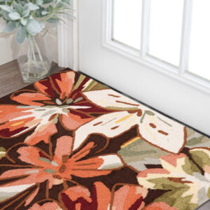 3' X 4' Tan and Dark Brown Floral Hand Carved Handmade Area Rug